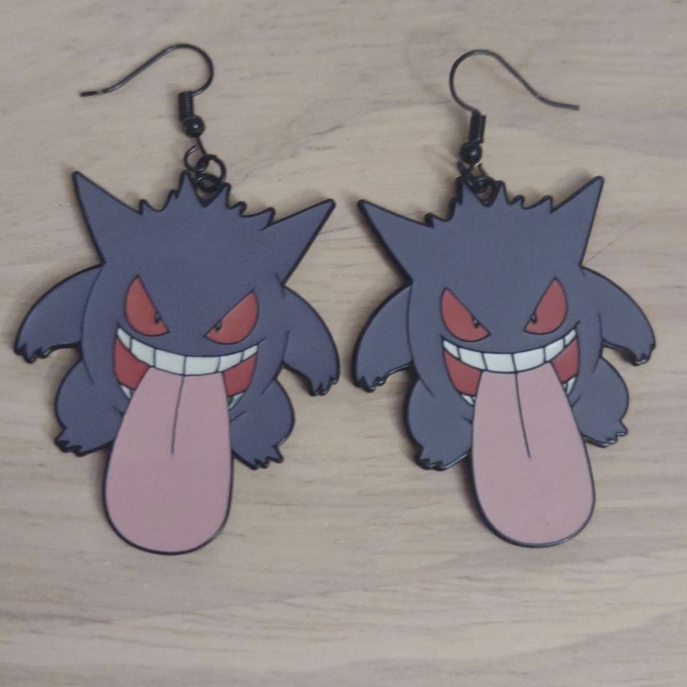 Pokemon Gengar Ghost Halloween Large Enamel Charm Earrings Official Nintendo
